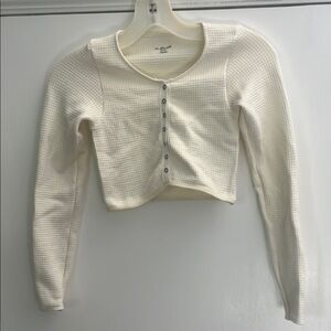 Urban Outfitters Waffle Knit Button Crop Top